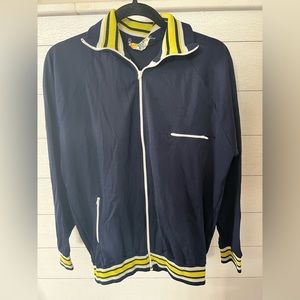 Vintage jacket 70's 80's men's size M zip up blue yellow Time Out Athletic Nylon